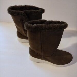 Skechers Women's On-the-Go City 2 Olive Suede Faux Fur Boots SN 14633 Size 8.5